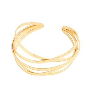 SOHI Women's Gold Overlap Cuff Bracelet