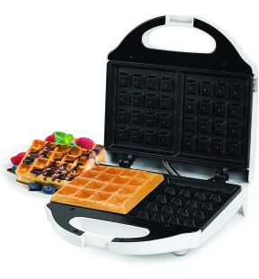 Salton Essentials - Belgian Style 2 Slice Waffle Maker, Nonstick Plates, White