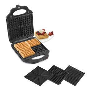 Salton SM2001 XL Grill 4 in 1 Panini Press Grill Sandwich and Waffle with Interchangeable Plates Black