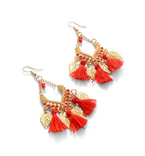 SOHI Women Red Drop Earrings