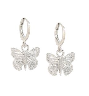 SOHI Women's Silver Butterfly Hoop Earrings