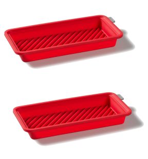 Starfrit - Set of 2 Soft Silicone Baking Dishes, Dishwasher Safe, Red