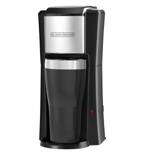 Black + Decker - Single-Serve Coffee Maker for Ground Coffee or Pods, Includes Insulated Cup, Black