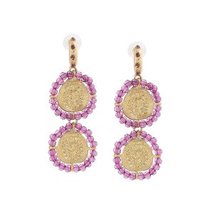 SOHI Women's Pink Circular Drop Earrings