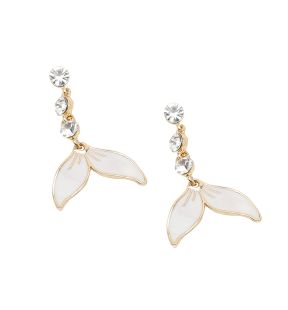 SOHI Women's White Petal Drop Earrings