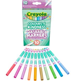 CRAYOLA Colours of Kindness Washable Fine Line Markers - Assorted Colours (Pack of 10)