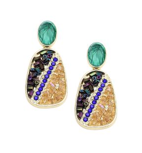 SOHI Women's Green Crystal Drop Earrings