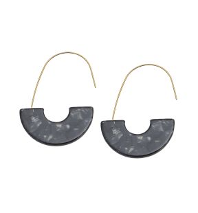 SOHI Women's Black Marble Hoop Earrings