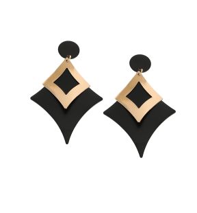 SOHI Women's Black Contrast Drop Earrings