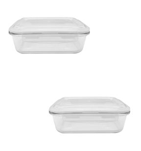 EraWare - Set of 2 Borosilicate Glass Containers, Airtight and Leak-proof, Oven Safe, 1520 ml