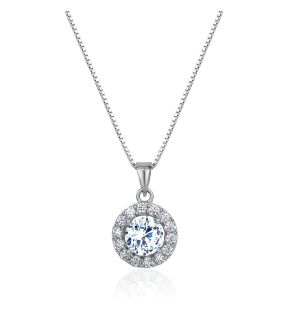 5A Cubic Zirconia Round Pendant Necklace