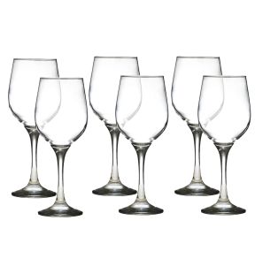 LAV - Set of 6 Stemmed Wine Glasses, 400mL Capacity, Dishwasher Safe