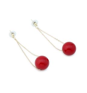 SOHI Women's red Ball Drop Earrings