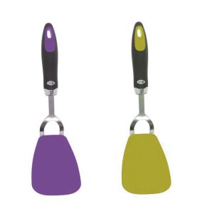 Strafrit - Set of 2 Ultra-Thin Flexible Spatulas, Made of Nylon, Heat Resistant, Green and Purple