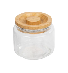 Luciano Glass Jar w/ Wooden Lid, 3.25" dia. x 3"H | 80048