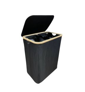 Jessar - Laundry Basket with 2 Inner Bags and Lid, Black