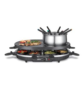 Salton Fondue and Raclette Grill Serving Set Includes All Accessories Black