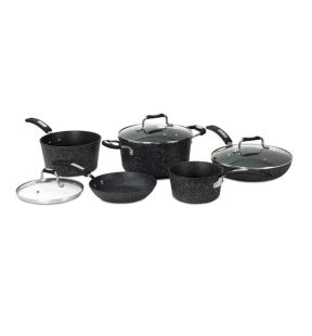 Starfrit - The Rock 8-Piece Cookware Set, Non-Stick Coating, Dishwasher Safe, Black